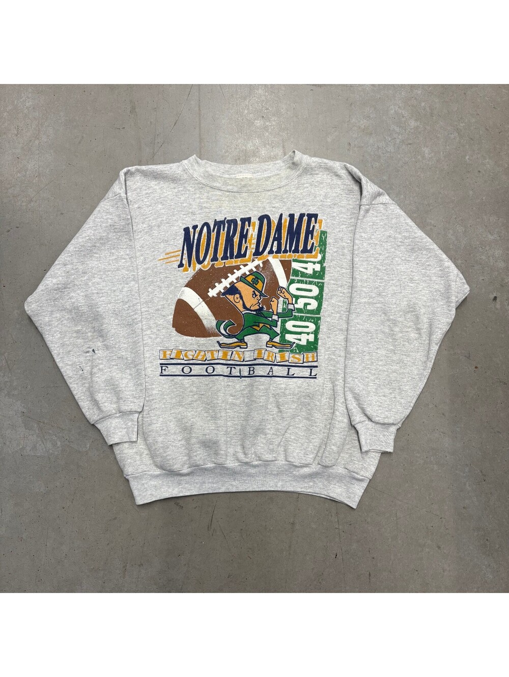Vintage 90s Notre Dame Football Spellout Graphic Flawed Sweatshirt Extra Large